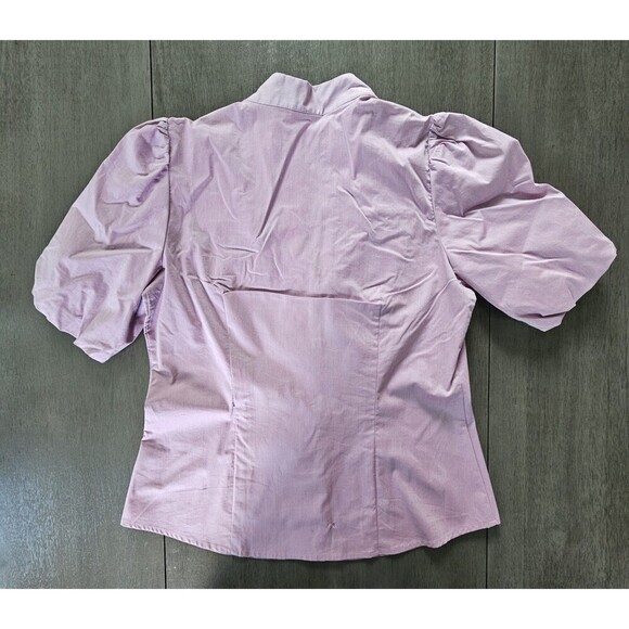 Worthington Lavender Lilac Short Sleeve Snap Up Shirt Blouse Collared SZ M NEW - Picture 2 of 9